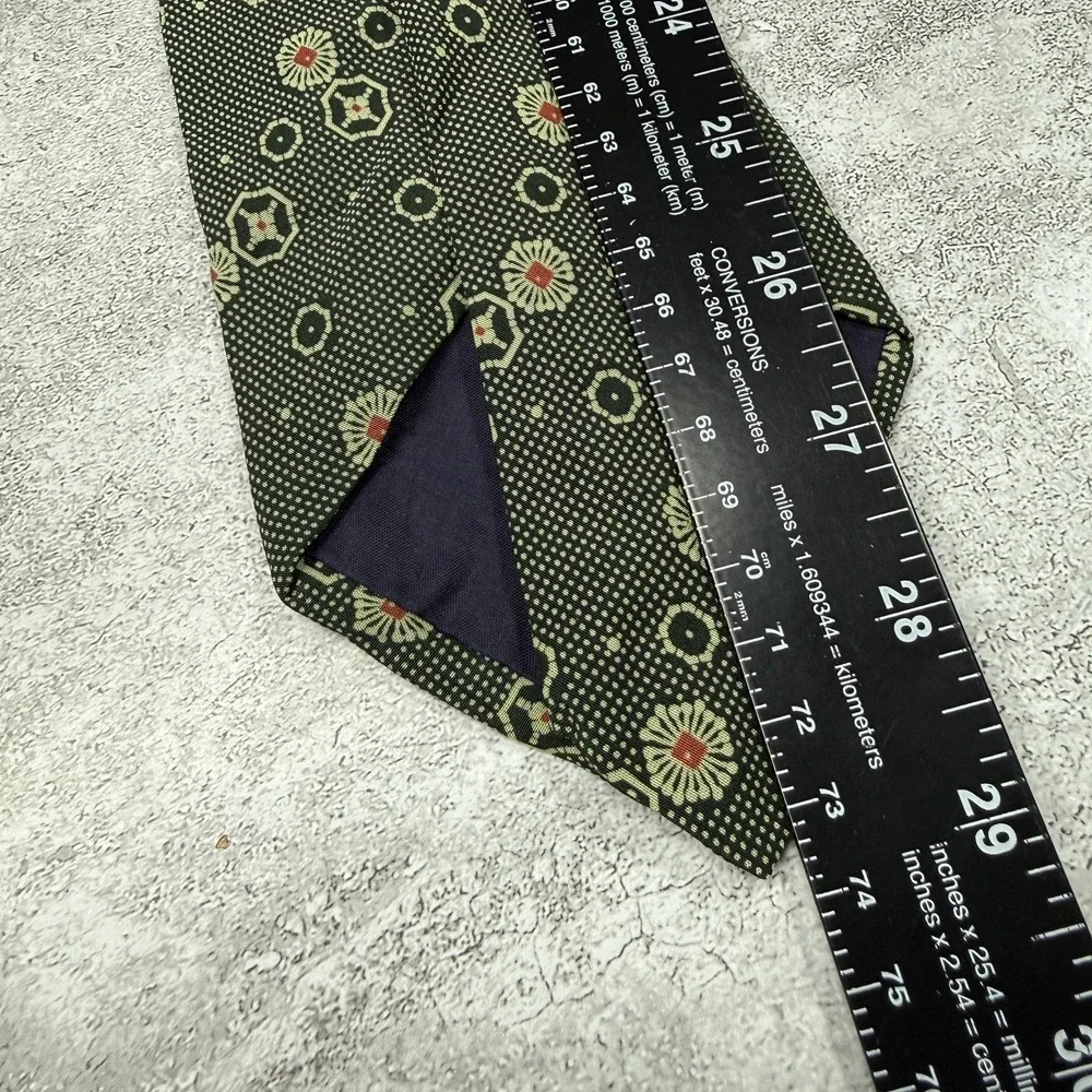 Polo Ralph‎ Lauren Silk Tie Mens One Size Green Geometric Made In Italy Necktie